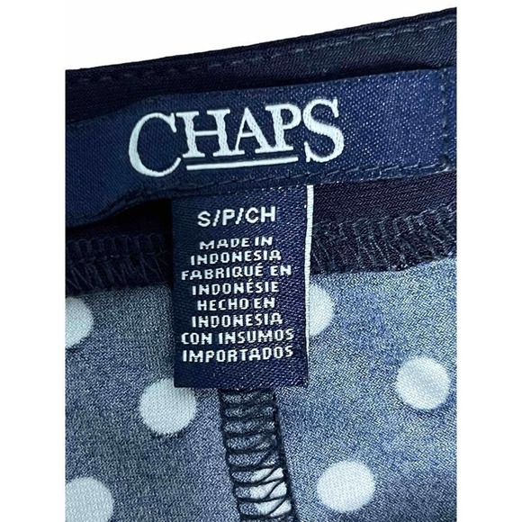 Chaps Fit & Flare Sleeveless Midi Dress‎ Navy White Polka Dots Small New - Picture 5 of 7